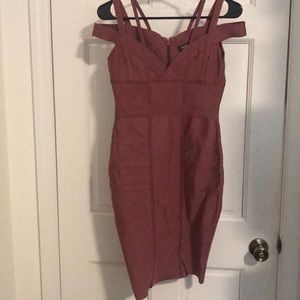 Merlot Sexy plunge off the shoulder dress